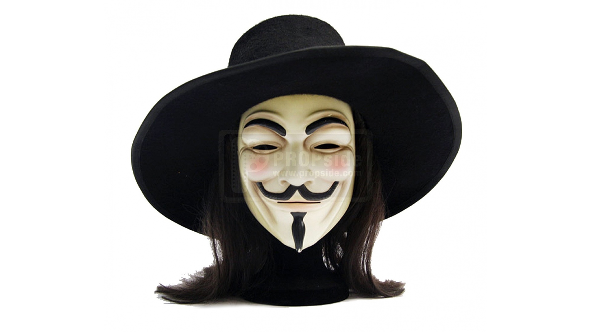 V Face Mask, Wig and Hat Display - V for Vendetta (2006) at
